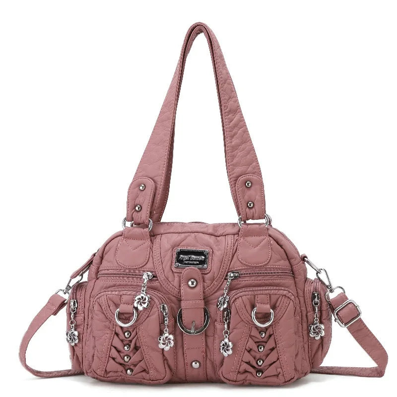 Women Handbags Fashion Satchel Top-handle Handbag PU Shoulder Bag 10.6"x8.3" Dumpling Pack Multi-pockets Shoulder Bags