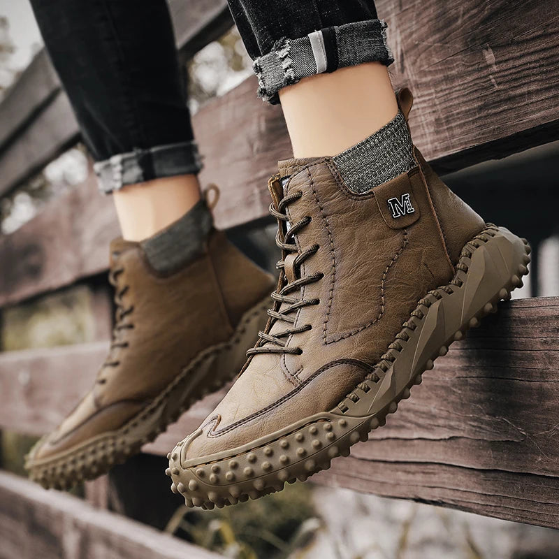Winter Warm Men's Casual Shoes Fashion Men's Leather Boots Comfortable Men's Ankle Boots Outdoor High Quality Hiking Boots Men