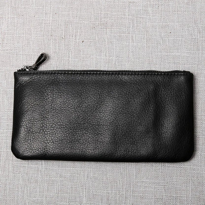 Men's Genuine Leather Long Zipper Wallet First Layer Cowhide Youth Ultra-Thin Handbag Wallet Trendy Brand Simple Wallet