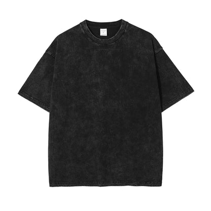 2025 High Street Summer Washed Cotton T-Shirt Tees For Men Unisex Loose Retro Solid T Shirts Brand Tops HY0113