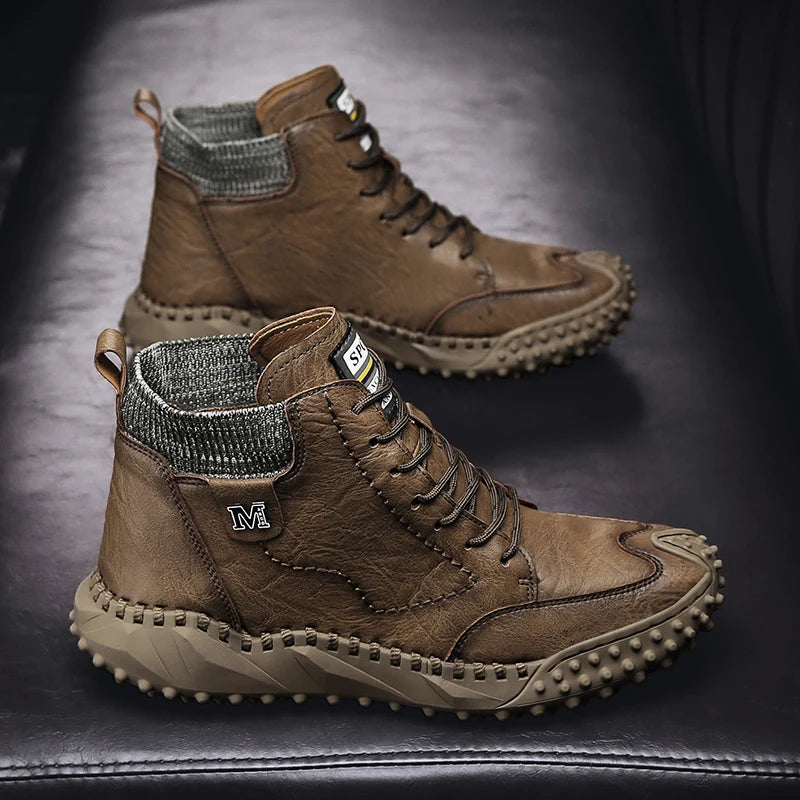 Winter Warm Men's Casual Shoes Fashion Men's Leather Boots Comfortable Men's Ankle Boots Outdoor High Quality Hiking Boots Men