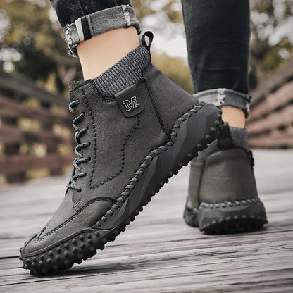 Winter Warm Men's Casual Shoes Fashion Men's Leather Boots Comfortable Men's Ankle Boots Outdoor High Quality Hiking Boots Men