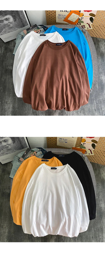 2025 Spring Autumn Long Sleeve T-shirts Men O-Neck Collar Cotton Long T Shirts Men Fashion Casual Comfortable Long T-Shirts Men