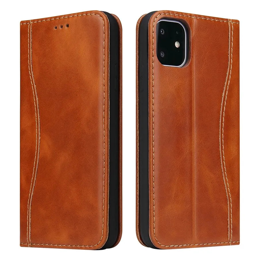 100% Genuine Leather Flip Cover Case for iPhone 17 14 15 Plus 11 12 13 16 Pro MaxTop Quality Fashion Brand With Card Slot