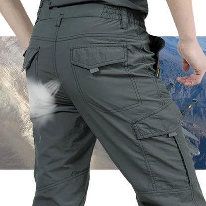 2024 Men's Tactical Casual Pants Thin Breathable Summer Casual Long Trouser Male Slim Waterproof Quick Dry Pocket Cargo Pants
