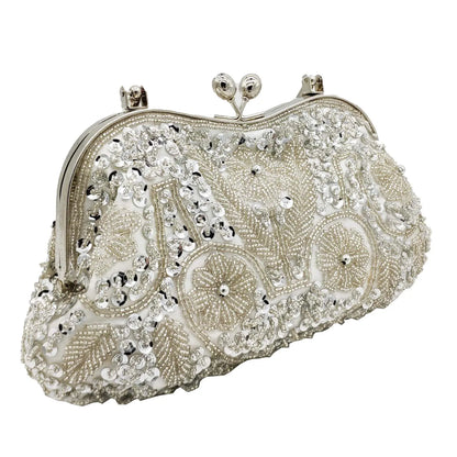 Elegant Frame Women Formal Beaded Evening Purses and Handbags Bridal Sequins Clutch Bag Cocktail Party Bag