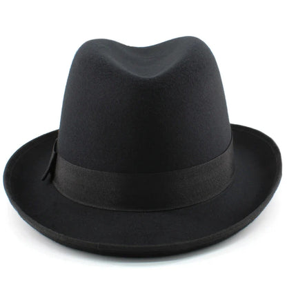 Men Women Wool Classical Homburg Hats Bowtie Band Fedora Caps Trilby Sunhat Jazz Winter Warm Adjustable Size M-L 7 1/8-7 3/8