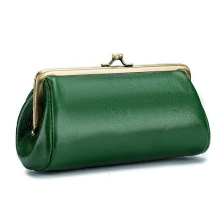 Leather Clip Bag Lady's Bag Dinner Wallet Vintage Design Leather Bag Women's Leather Bag Luxury Bag Woman Handbag Purse