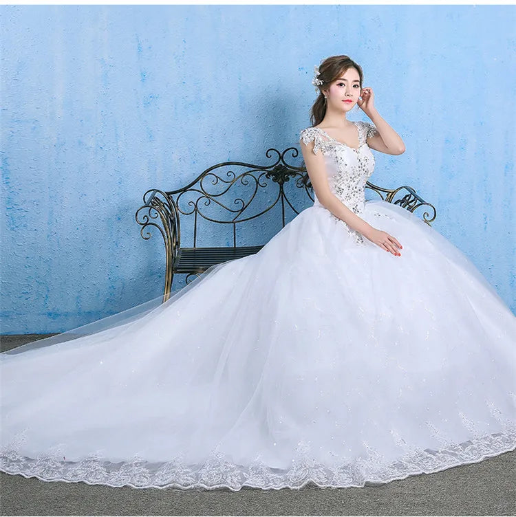 Wedding Dress Sexy V-neck Lace Embroidery Court Train Ball Gown Princess Wedding Dresses Vestido De Noiva Plus Size