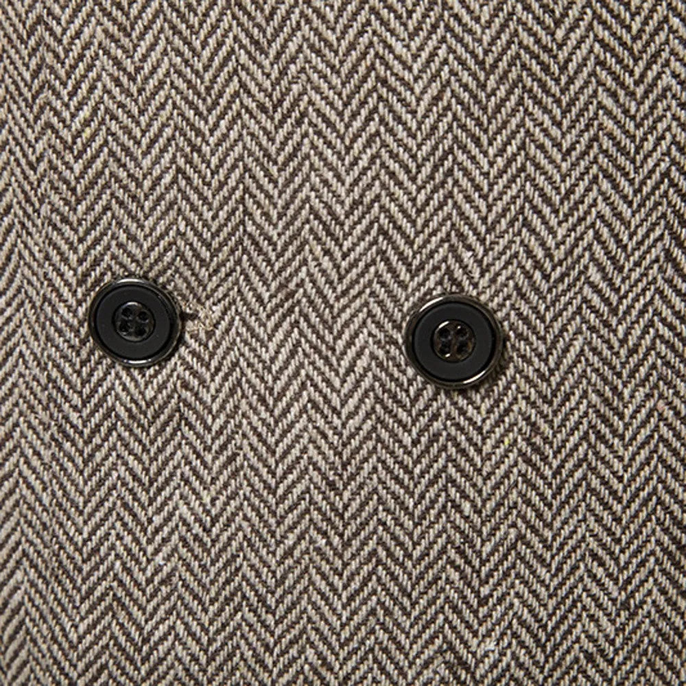 2022 New Men's Royal Blue Double-breasted Vest Suit Vest Casual Top Quality Herringbone Pattern Waistcoat For Wedding