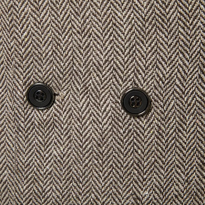 2022 New Men's Royal Blue Double-breasted Vest Suit Vest Casual Top Quality Herringbone Pattern Waistcoat For Wedding