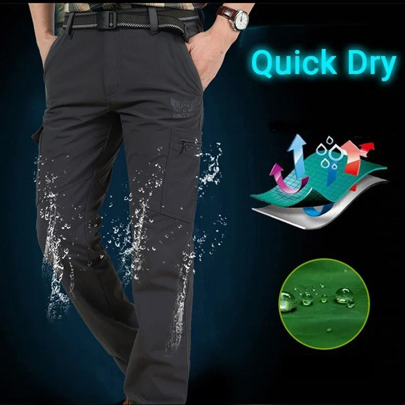 2024 Men's Tactical Casual Pants Thin Breathable Summer Casual Long Trouser Male Slim Waterproof Quick Dry Pocket Cargo Pants