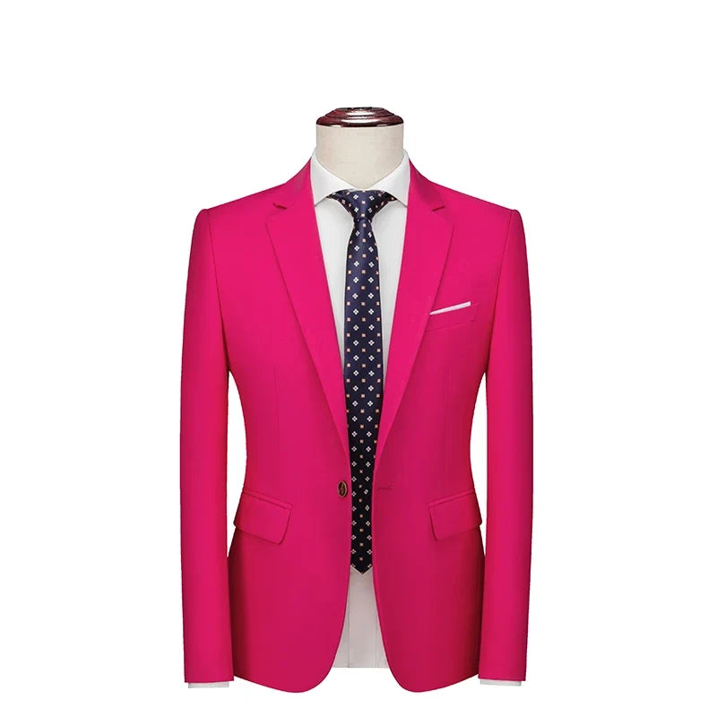 Bright Green Single Button Men's Blazer, Asian Size Slim Suit Jacket, Wedding Dress Coat, White and Black Tops.