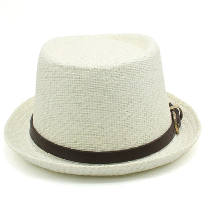 Men Women Classical Straw Pork Pie Hats Fedora Sunhats Trilby Caps Summer Boater Beach Outdoor Travel Party Size US 7 1/4 UK L
