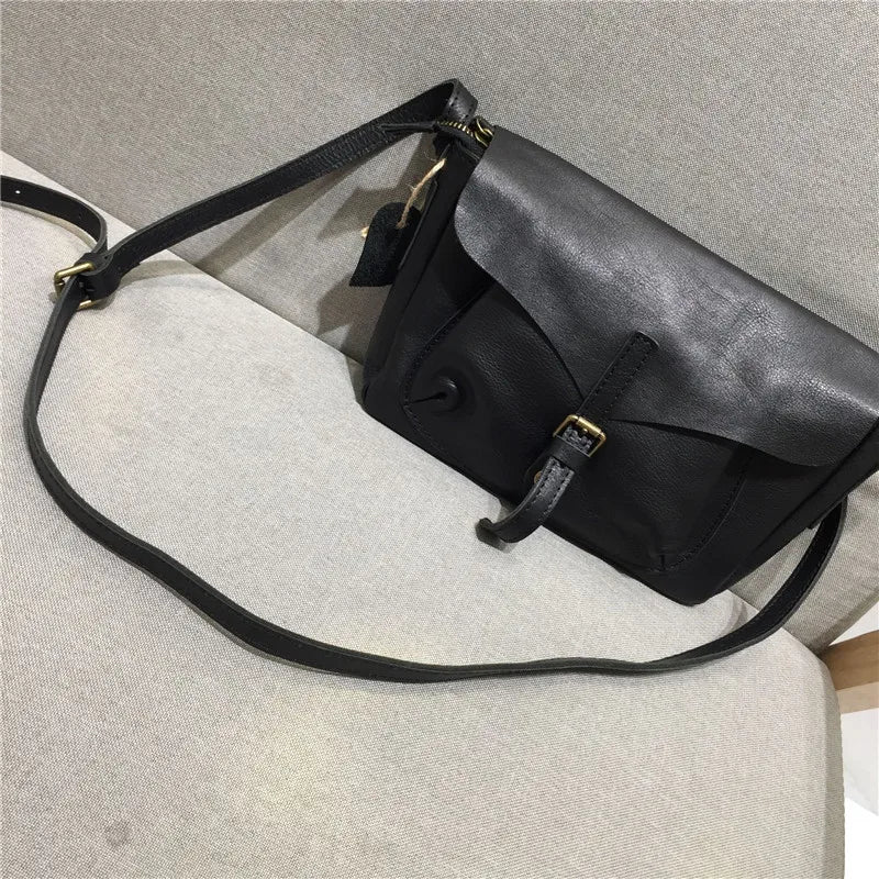 Retro Women Crossbody Bags Natural Real Leather Shoulder Bag Female Solid Casual Daily Messenger Bags Satchel Designer Handbags