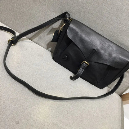 Retro Women Crossbody Bags Natural Real Leather Shoulder Bag Female Solid Casual Daily Messenger Bags Satchel Designer Handbags