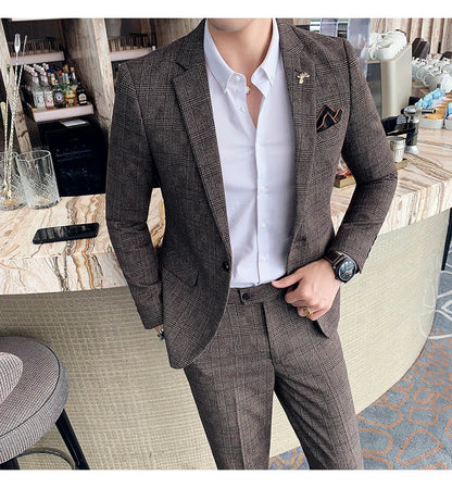 25 Colors 1 Pcs Blazer No Pants S-7XL New Wedding Dress Formal Business Slim Mens Suit Jacket Plaid Striped Solid Color