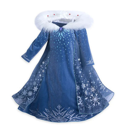 Elsa Dresses For Girls Princess Party Elsa Costume Snow Queen 2 Cosplay Elza Vestidos Hair Accessory Set Halloween Girls Clothes
