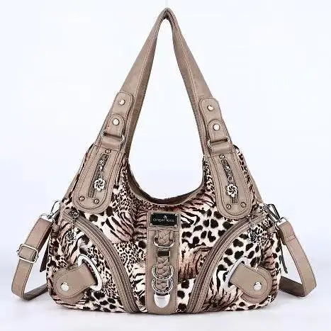 Vintage Women Handbags Fashion Leopard Shoulder Bag Top-handle Handbag Satchel Dumpling Shoulder Bag Tote Hobos Large Purse