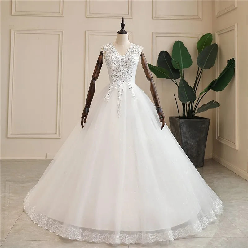 Wedding Dress Sexy V-neck Lace Embroidery Court Train Ball Gown Princess Wedding Dresses Vestido De Noiva Plus Size