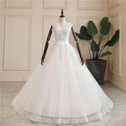 Wedding Dress Sexy V-neck Lace Embroidery Court Train Ball Gown Princess Wedding Dresses Vestido De Noiva Plus Size