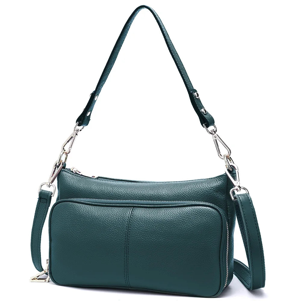 Women's Handbag 100% Genuine Leather Ladies Shoulder Crossbody Messenger Bag Fashion Hobos Black High Quality