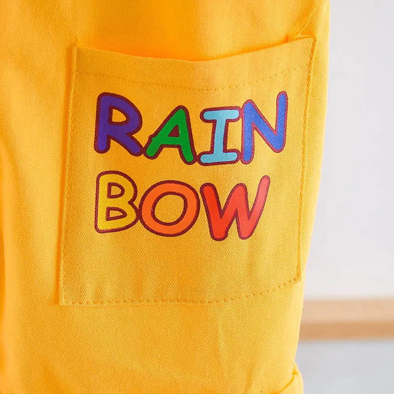 Summer Baby Boys Girls Clothes Infant Cotton Rainbow T Shirt Bib Pants 2pcs/Set Kids Garment Children Casual Sport Suit 0-4 Year