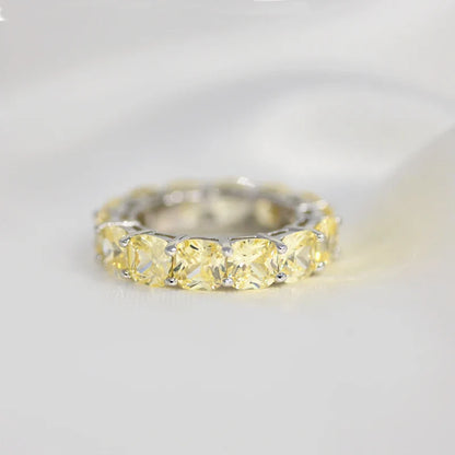 100% 925 Sterling Silver Sparkling 1 Row Full 5*5mm High Carbon Diamond Finger Rings For Women Wedding Party Fine Jewelry
