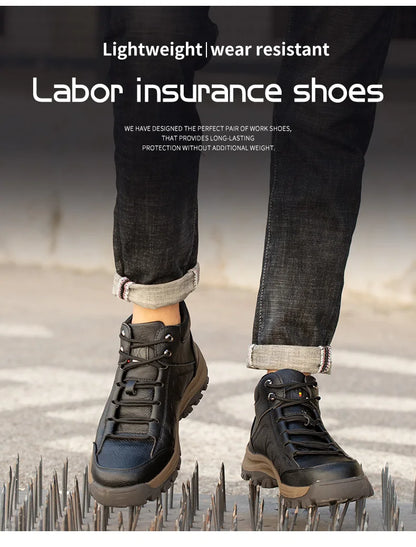 Men Leather Safety Work Boots Steel Toe Puncture-proof Indestructible Safety Shoes Staleneus Construction Welding Work Boots