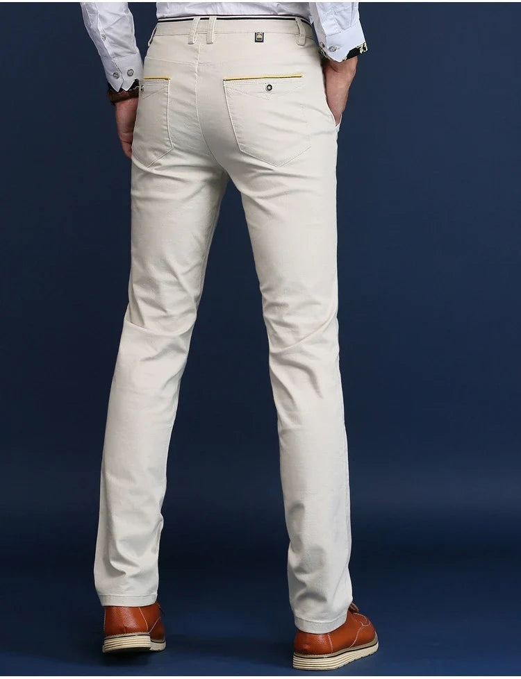 Classic Style Men Spring Summer Thin Casual Pants Fashion Business Cotton Solid Color Office Trousers High Quality Men Trousers