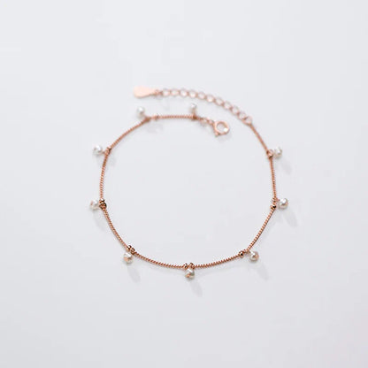 Elegant Natural Pearl Bracelet Authentic 925 Sterling Silver Link Chain Charm Pendant Bracelet for Women Fine Jewery