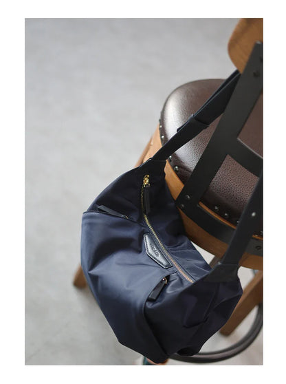 Lightweight Nylon Matching Genuine Leather Crossbody Bag High Quality Single Shoulder Bags Fashion Pleated Messenger Purses