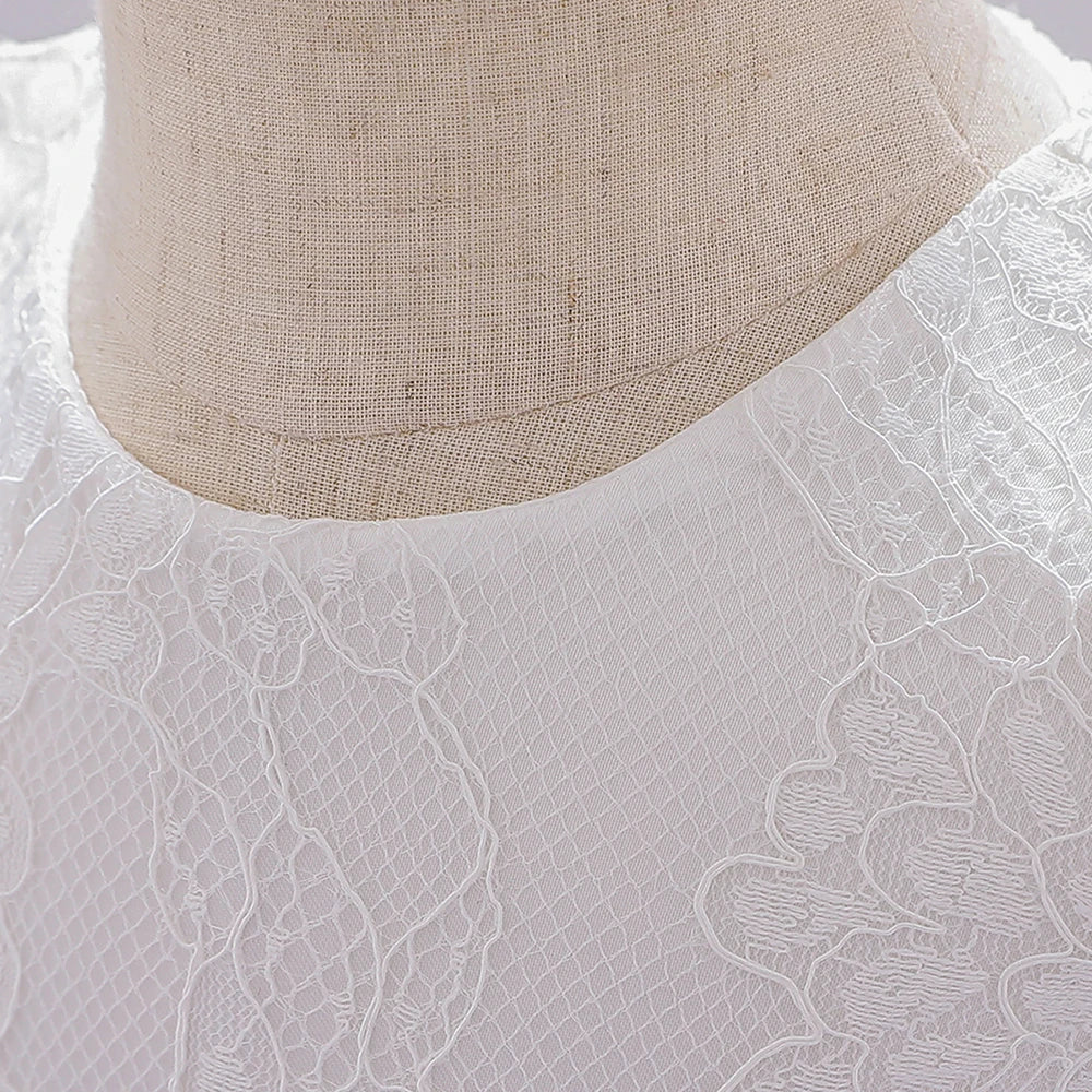 Long Sleeve Baby Girls Dress Newborn White Baptism Tulle Party Wedding 1st Birthday Princess Dresses Infant Girls Bow Prom Gown