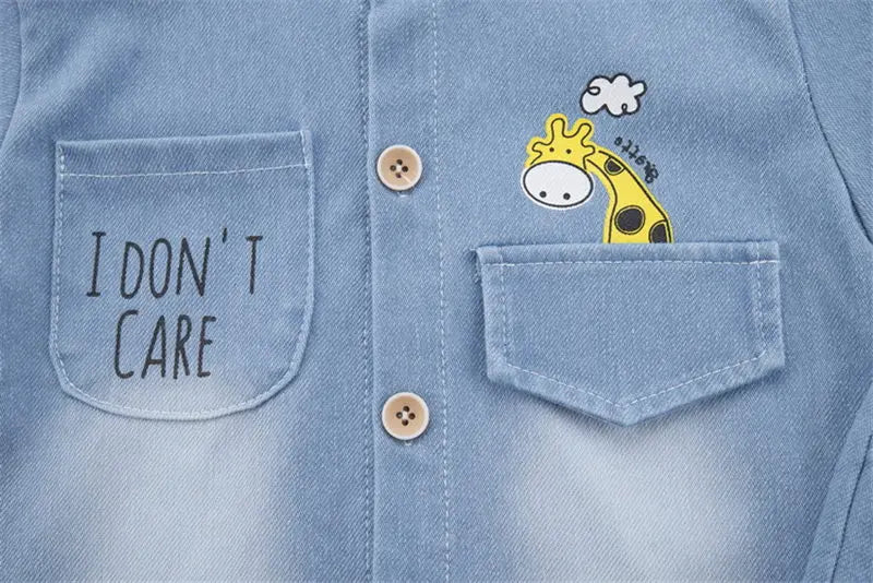 New Summer Baby Boys Denim Clothing Children Casual Short Sleeve Shirt Shorts 2Pcs/Set Kids Sportswear Toddler Fashion Wear