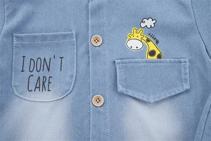 New Summer Baby Boys Denim Clothing Children Casual Short Sleeve Shirt Shorts 2Pcs/Set Kids Sportswear Toddler Fashion Wear
