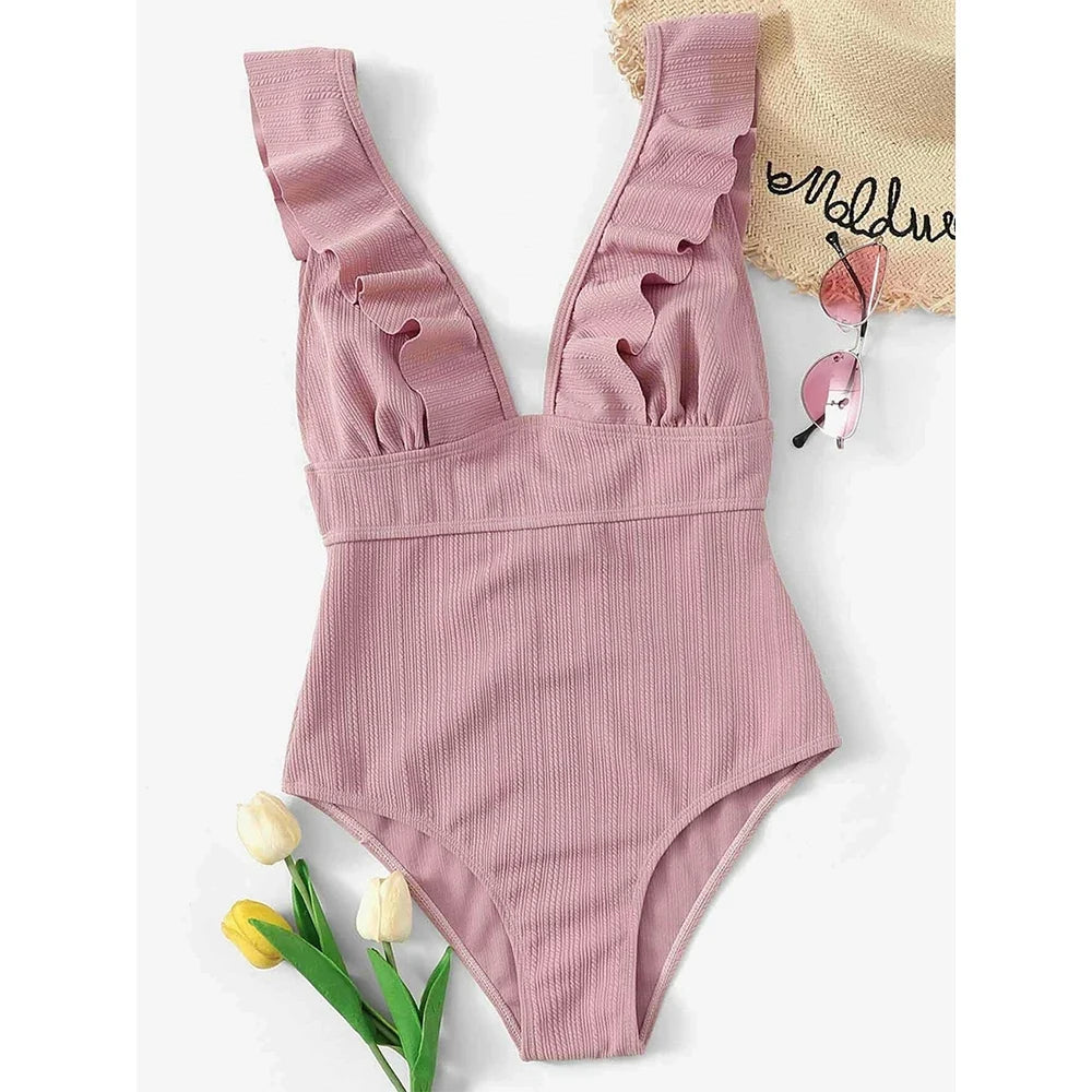 2023 One Piece Swimsuit Women Ruffle Swimwear Push Up Monokini Bodysuit Swimsuit Female Bathing Suit Summer Beach Wear