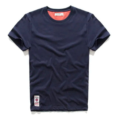New Men Cotton Solid T-Shirt Mens Short Sleeve T-shirt Multi Pure Color Fancy Yarns T Shirt Color Wine White Blue