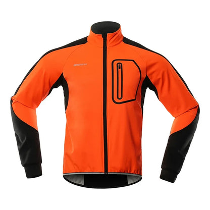 BERGRISAR Men's Cycling Jacket Winter Thermal Jacket Softshell Windbreak Waterproof Bike Coat Bicycle Raincoat BG011