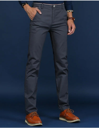 Classic Style Men Spring Summer Thin Casual Pants Fashion Business Cotton Solid Color Office Trousers High Quality Men Trousers