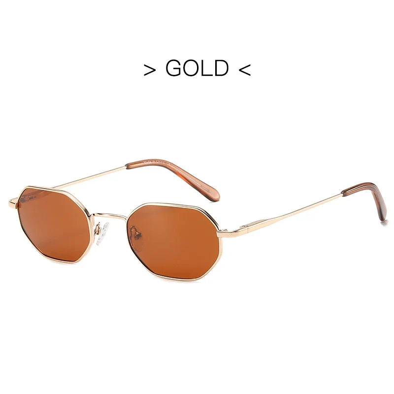 Retro Small Polygon Polarized Sunglasses Women Metal UV400 Sun Glasses Men Anti-Glare UV400 Goggles Driving Eyewear