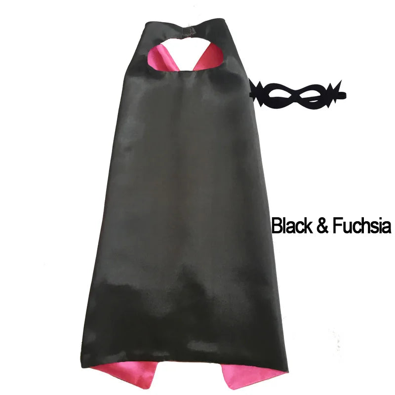 Superhero Capes with Mask REVERSIBLE Two Colored Child Cape Birthday Party Favor Satin Solid Capes Boys Girls Satin Capes