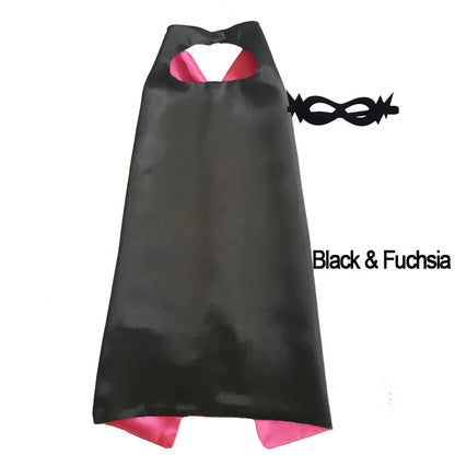 Superhero Capes with Mask REVERSIBLE Two Colored Child Cape Birthday Party Favor Satin Solid Capes Boys Girls Satin Capes