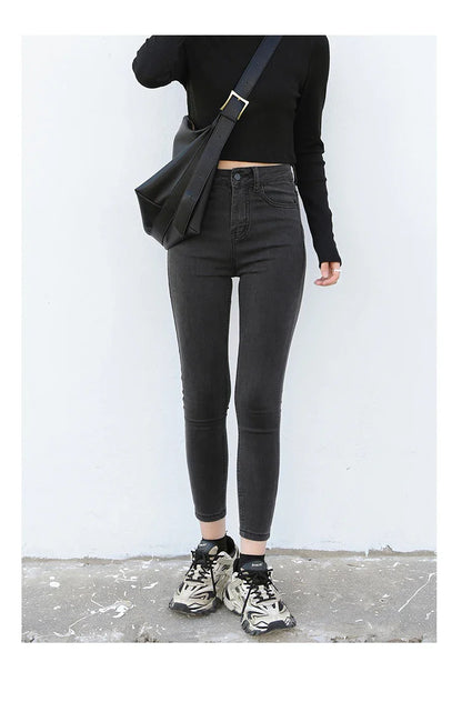 Women Jeans Retro High Waist Stretch Pencil Denim Pants Elastic for Woman Female Trousers Autumn Winter Ladies