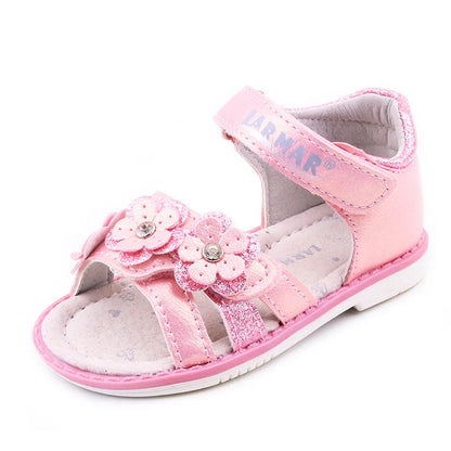 2023 Summer Kids Sandals for Girls Baby Sandals Soft Leather Flowers Princess Girls Shoes Children Beach Sandals Toddler Shoes