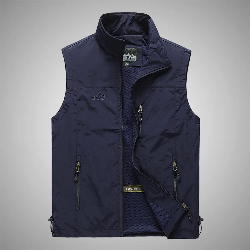 Spring New Men Waistcoat Outdoor Leisure Solid Color Vest Young Middle-aged Photography Fishing Casual Vest Jacket Male