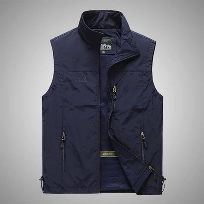 Spring New Men Waistcoat Outdoor Leisure Solid Color Vest Young Middle-aged Photography Fishing Casual Vest Jacket Male