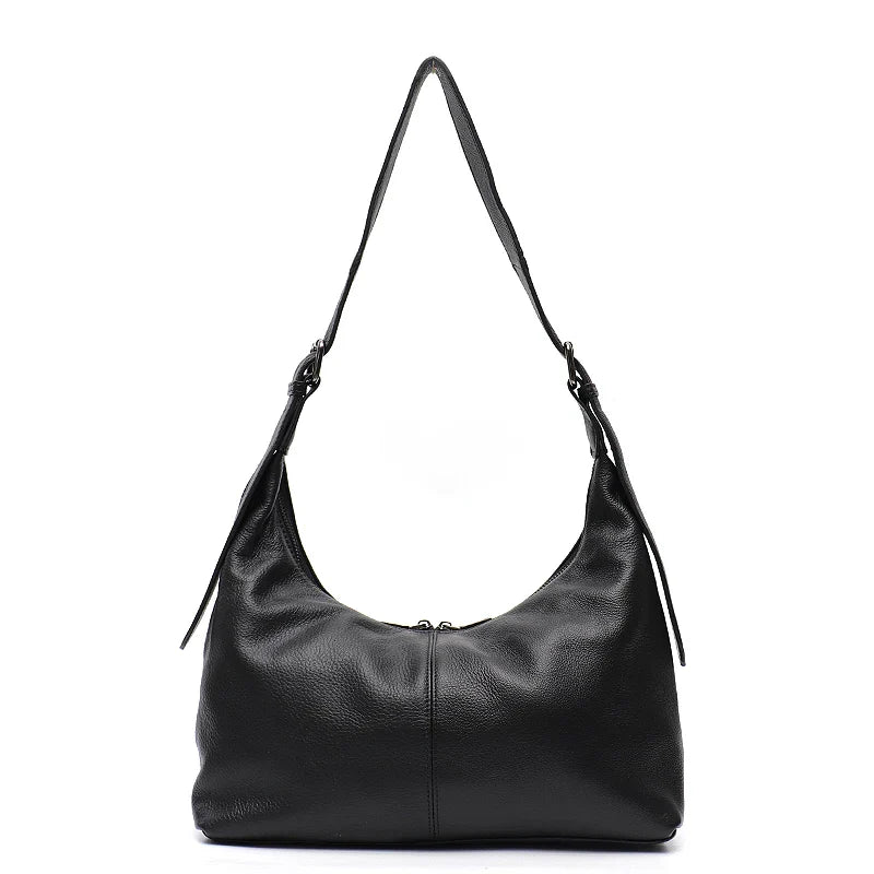 SC Luxury Women Cowhide Crossbody Bag Large Casual Shoulder Purse Wide Strap Handbag Female Daily 100% Genuine Leather Hobo Sack