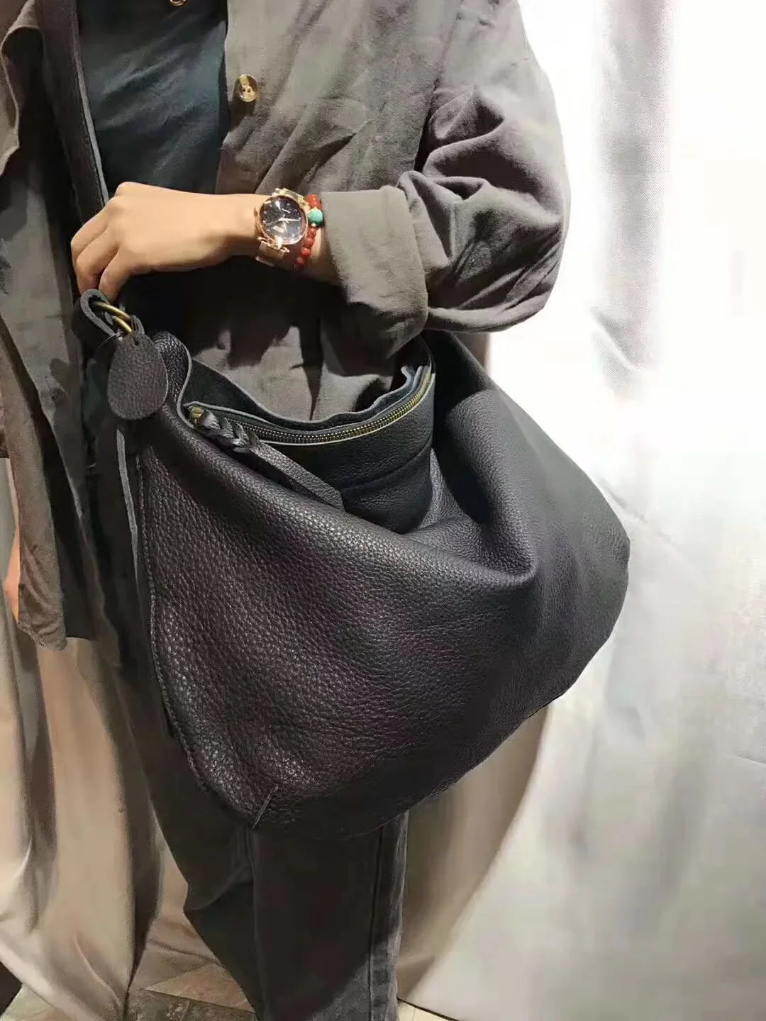Ladies Genuine Leather First Layer Cowhide Bag New Retro Art Personality Large Capacity Soft leather Shoulder Bag Messenger Bag