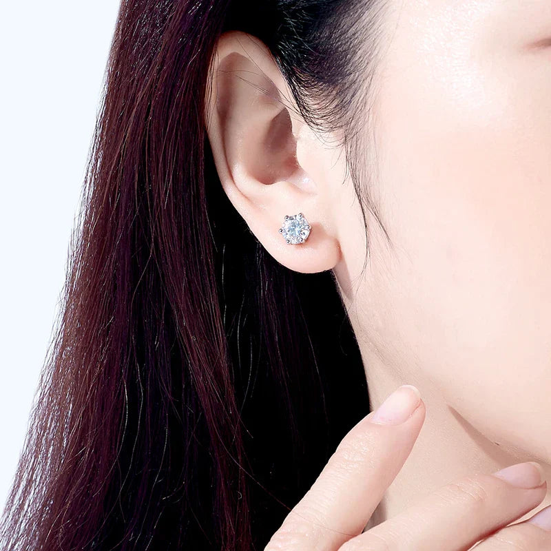 10K Gold Post 4/2/1ct Asscher Cut Moissanite Stud Earrings Anti-allergy Eearrings For Women Jewelry Wholesale