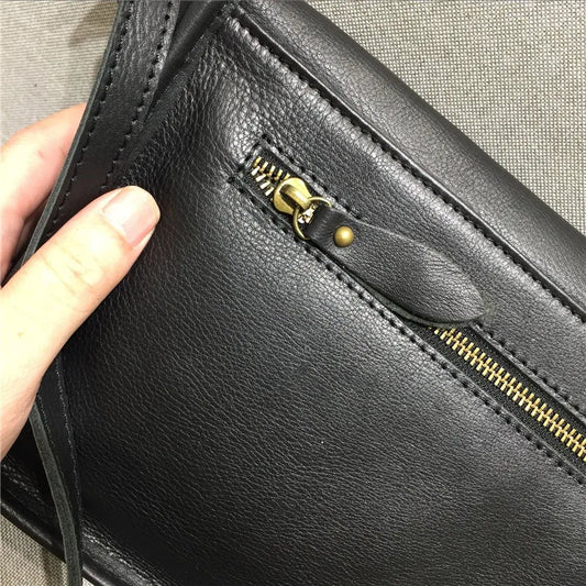 Retro Women Crossbody Bags Natural Real Leather Shoulder Bag Female Solid Casual Daily Messenger Bags Satchel Designer Handbags